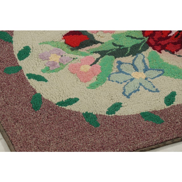 Antique Hooked Rug in Purple With Floral Medallion & Patterns From Rug & Kilim For Sale In New York - Image 6 of 8