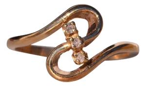 The Rhyme Dust: Triple Diamond and Gold Swirl Ring in Yellow Gold