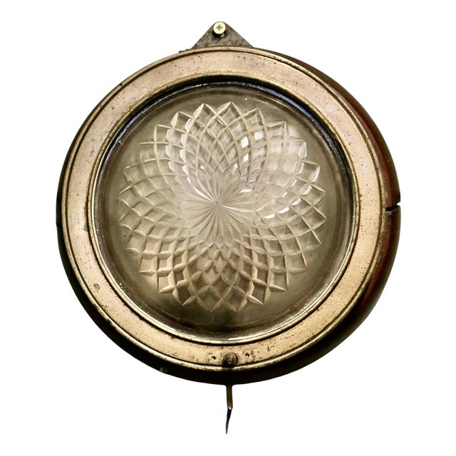 Nautical Style Wall Light in Teak and Brass, 1930s For Sale