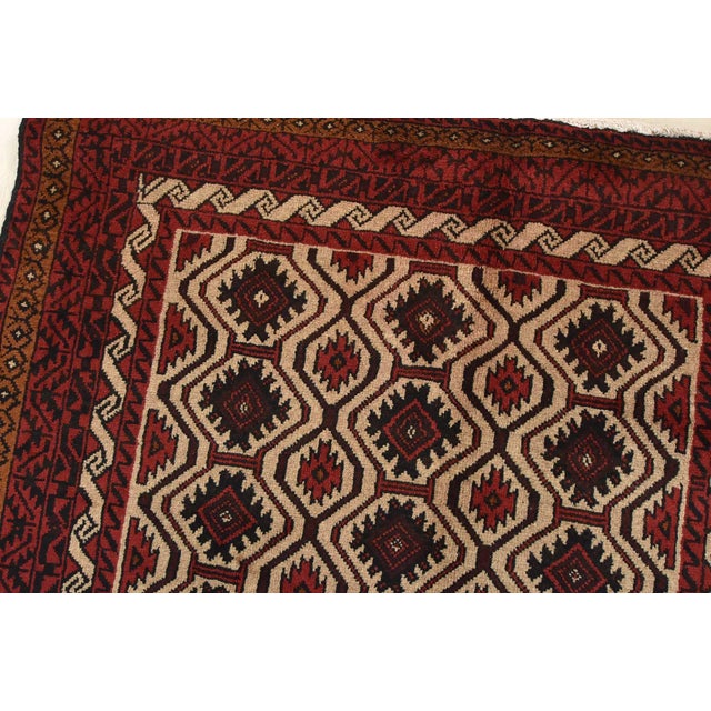 Baloch Rug 3'4'' X 6'11'' Beige Wool Vintage Tribal Hand-Knotted Oriental Carpet For Sale In Philadelphia - Image 6 of 12