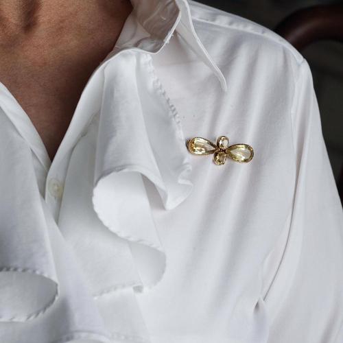 Antique 12 Karat Gold Quatrefoil Brooch with Citrine, 19th Century For Sale - Image 12 of 18