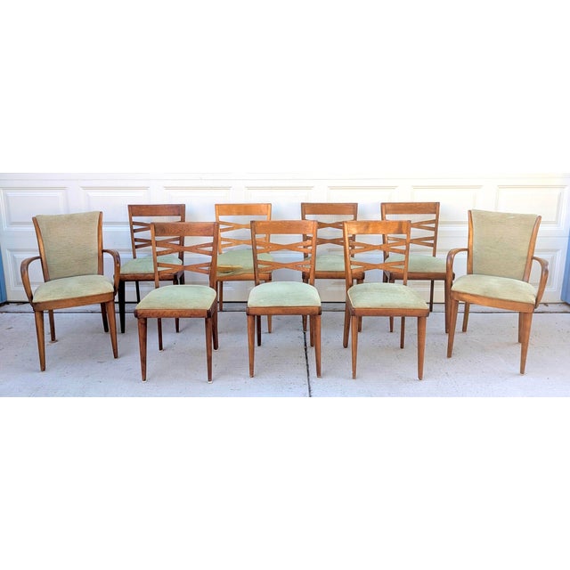 Heywood-Wakefield Mid-Century Modern Heywood-Wakefield Maple Extendable Dining Table & 8 Accent Chairs - 9 Piece Set For Sale - Image 4 of 10