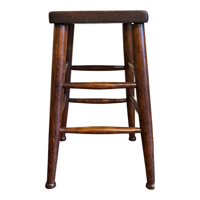 Rustic Early 19th Century English Country Elm Stool with Pierced Handle, 1830 For Sale - Image 3 of 11
