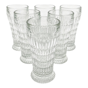 Vintage Jeanette Glass Co. Rippled Soda Shop Glasses Ice Cream Sundae, Root Beer Float & Fountain Glasses - Set of 6