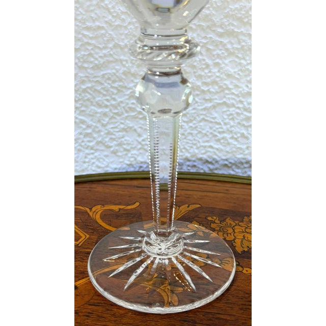 1990s Rogaska Queen Crystal Water Goblets Set of 4 Cut Floral 9.25" Slovenia For Sale - Image 5 of 11