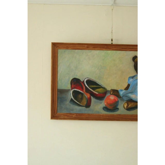 Original swedish oil on panel – “still life with bear” by m. Larsson – vintage & framed | 51 x 32 cm (20.1 x 12.6 in) a...