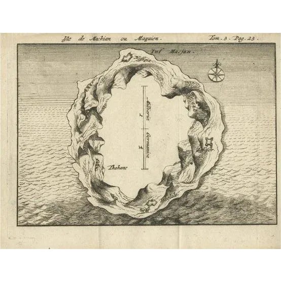 Antique Map of Macjan or Makian Island in the Moluccas, Indonesia, c.1740 For Sale - Image 5 of 5