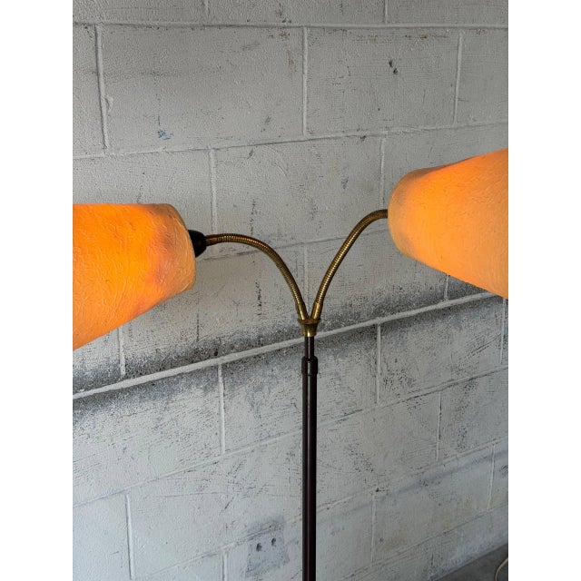 Metal Floor Lamp With Dual Textured Shades Mid-Century Modern 1950s For Sale - Image 4 of 10