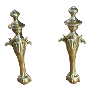 English Chippendale Andirons With Ball and Claw Feet