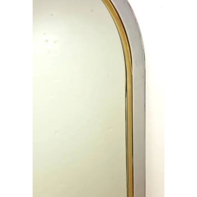 Vintage Restored Leon Rosen for Pace Racetrack Arched Chrome and Brass Plated Wall Mirror With Glass Demilune Shelf For Sale In Miami - Image 6 of 8