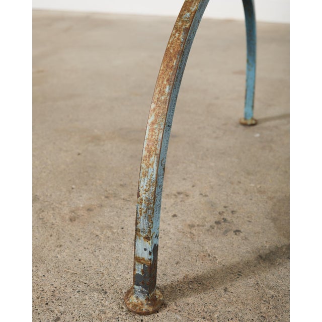 French Iron Tile Top Curule Garden Dining Table For Sale - Image 10 of 12