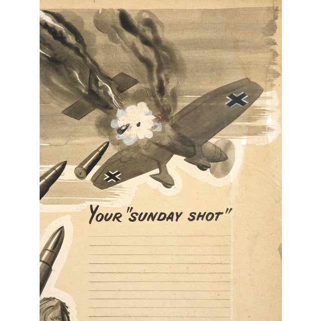 Paint Robert Joy "You're Sunday Shot" Early Modern Original Ad Layout for Foley's with Airplane, Early 20th Century For Sale - Image 7 of 9