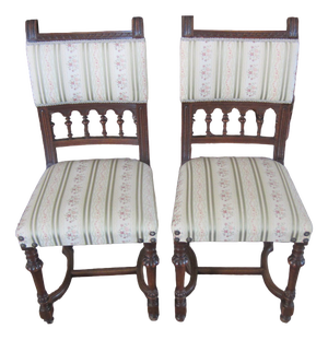 Antique French Dining Chairs in Walnut, Set of 6