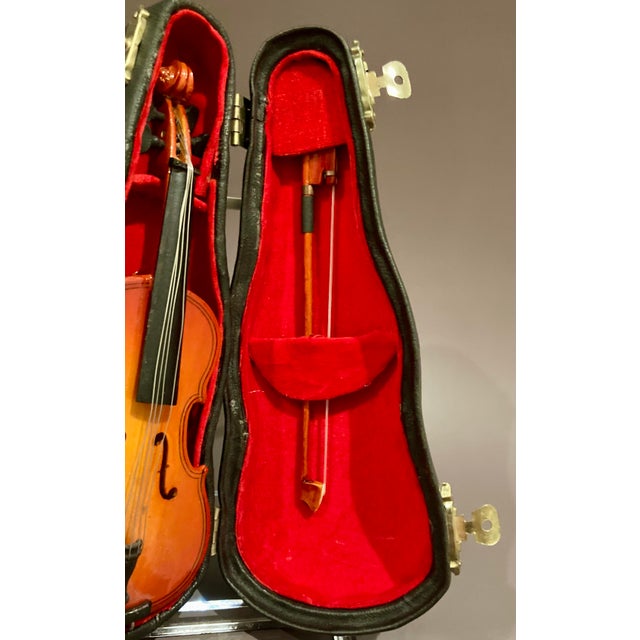 Wood Vintage Miniature Replica Wood Violin and Bow With Case 6.5" Long For Sale - Image 7 of 10