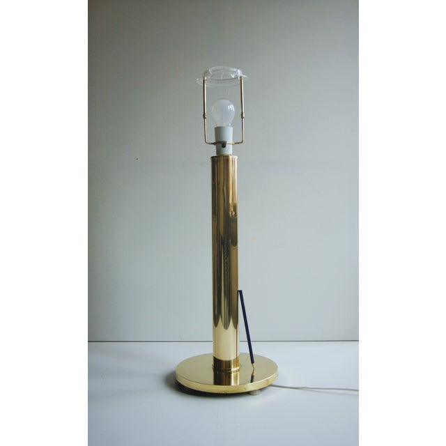Metal Giant Vintage Brass Table Lamp in Minimalistic Cylindrical Column Design. Denmark 1960s. For Sale - Image 7 of 9
