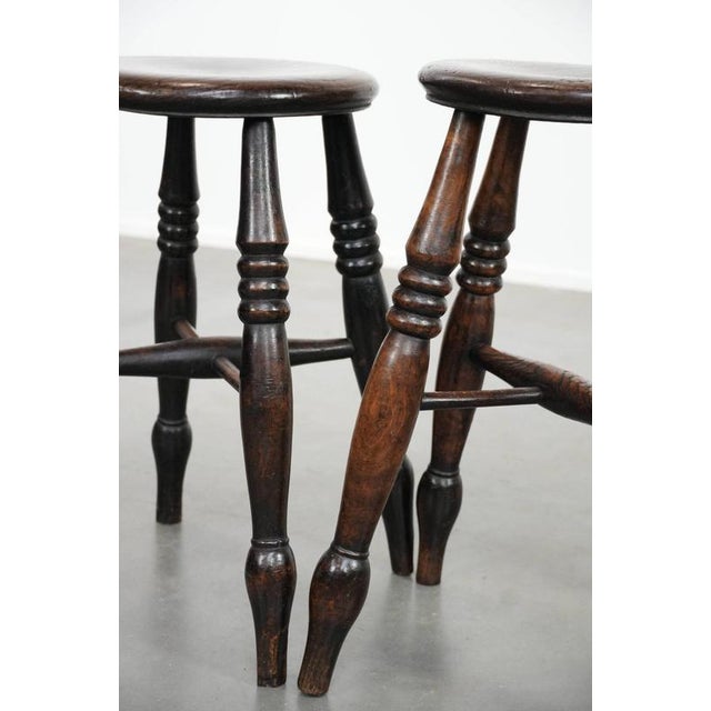 Wood Antique English Windsor Stools, 1700s, Set of 2 For Sale - Image 7 of 13
