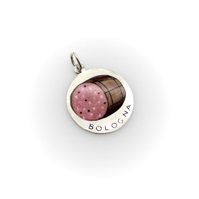 This is an adorable vintage charm that features a hand-painted enamel image of a hunk of baloney! Italian charms often...