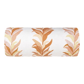 The House Of Scalamandré Chira Island Bolster Pillow In Peach For Sale