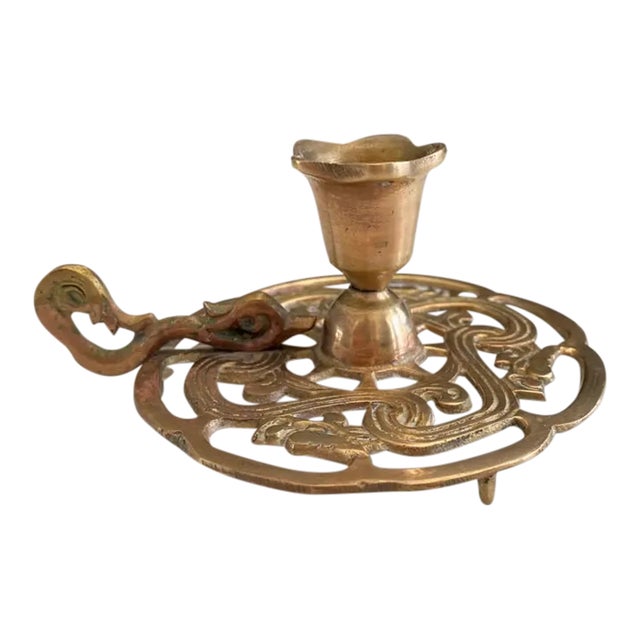 1970s Vintage Brass Candlestick Holder For Sale