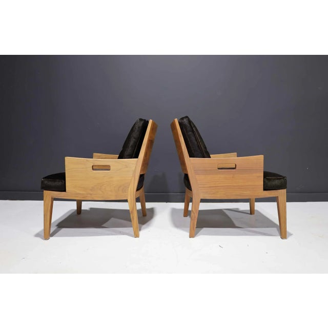 Wood Flexform "Betty" Chair With Soild Wood Frame and Hair on Hide Cushions For Sale - Image 7 of 11