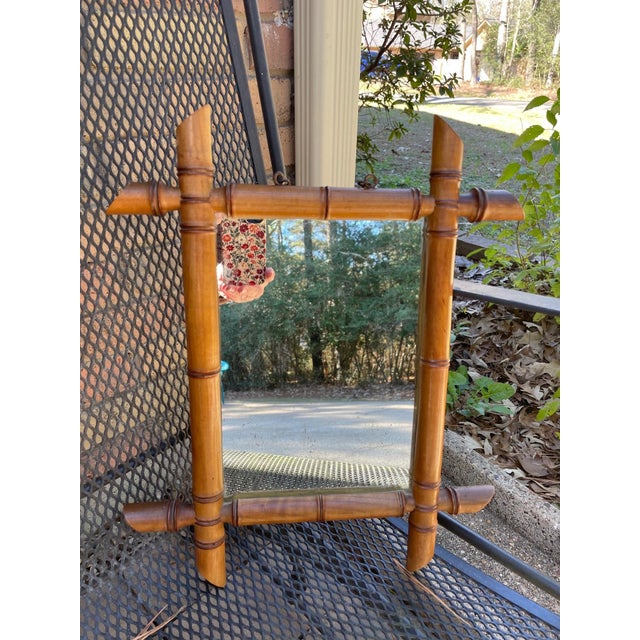 Early 1900s French Faux Bamboo Turned Wood Accent Mirror For Sale - Image 16 of 17