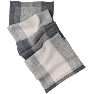 Banning Charcoal & White Linen Table Runner For Sale