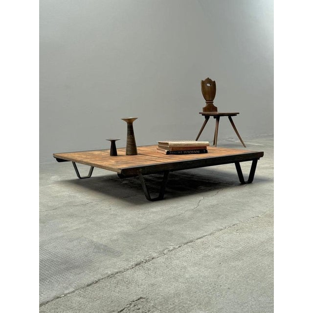 Vintage Industrial Palette Coffee Table in Wood and Steel, Germany, 1930s For Sale - Image 17 of 17