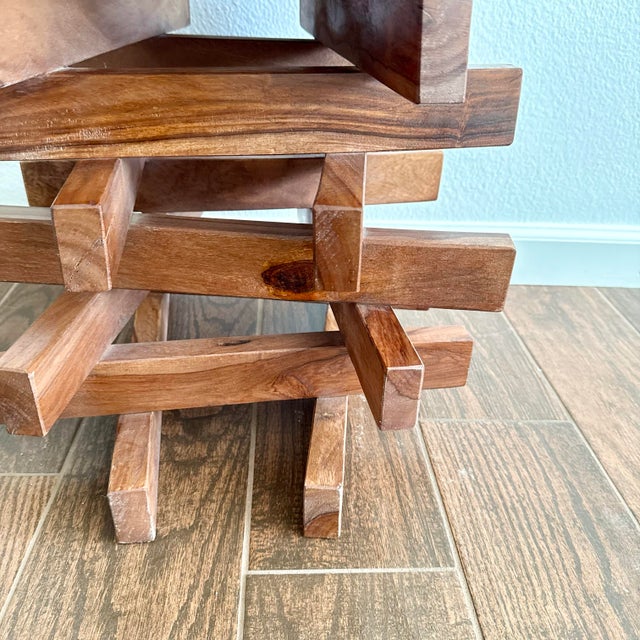 Vintage Modern Italian Wooden Riva 1920 Falò Stool by Terry Dwan Italy Designer For Sale - Image 9 of 10