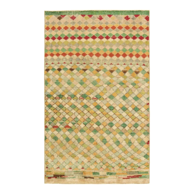 Vintage Zeki Müren Rug in Cream With Colorful Geometric Pattern | Rug & Kilim For Sale
