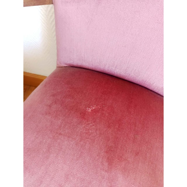 Brown Art Deco Pink Velvet Moustache Armchairs, 1940s, Set of 2 For Sale - Image 8 of 11