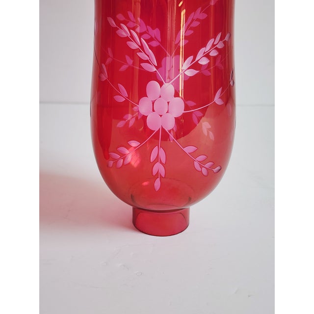 Cranberry Glass Uricane Lamp Shades-a Pair For Sale In New York - Image 6 of 12