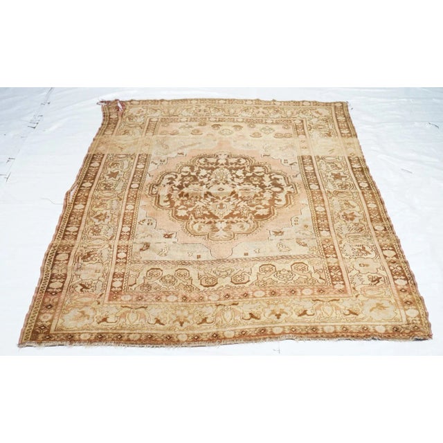 Beige Vintage Turkish Rug 4'6'' X 6'5'' For Sale - Image 8 of 12