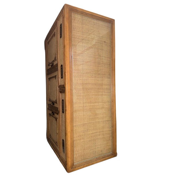 Vintage Drexel Woven Cane Bamboo Rattan Cabinet Credenza Buffet For Sale In Orlando - Image 6 of 16