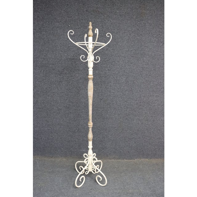 Shabby Chic Cottage Style Wood & Iron Clothes Tree For Sale - Image 3 of 9
