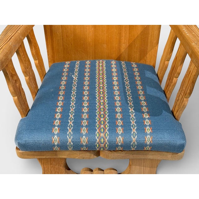 Tan Krogenæs Møbler, Armchairs, Pine, Blue Fabric, Norway, 1970s For Sale - Image 8 of 13