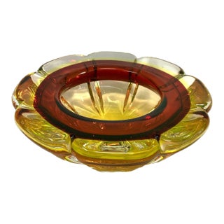 Vintage Uranium Murano Glass Ashtray For Sale