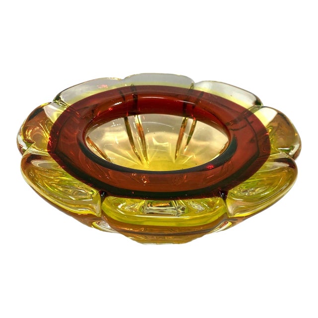 Vintage Uranium Murano Glass Ashtray For Sale