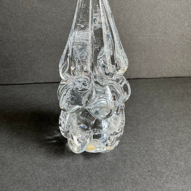 Mid-Century Modern Vintage Art Glass Christmas Tree Sculpture Clear Bubbles For Sale - Image 3 of 12