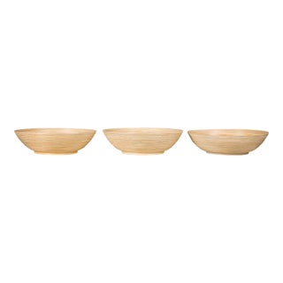 Country Style Vintage Woven Reed Decorative Bowls in Cream Tones - Set of 3 For Sale