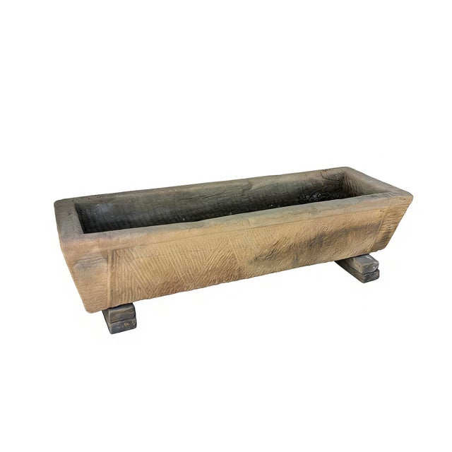 Chinese 71" Inch Long Hand Chiseled Stone Trough 61 For Sale - Image 3 of 3