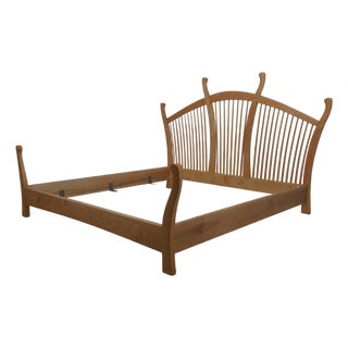 Studio Crafted Made King Size Maple Spindle Bed For Sale
