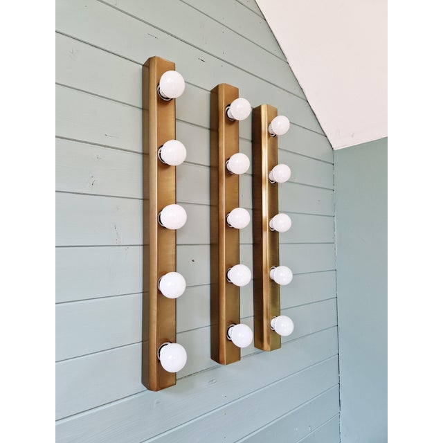1980s Brass Wall Sconces in the style of Lodge, 1970s, Set of 3 For Sale - Image 5 of 13