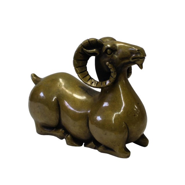 Chinese Bronze Metal Fengshui Ram Fortune Figure For Sale - Image 4 of 6