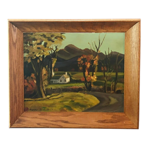 Mid Century Autumn Landscape Oil Painting in Original Wood Frame - Pennsylvania - Signed