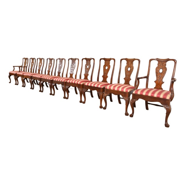 Henredon Chippendale Carved Mahogany Dining Chairs, Set of Ten For Sale