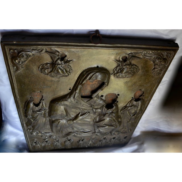 19th Century Russian Orthodox Icon Silver Plate Oklad For Sale - Image 9 of 11