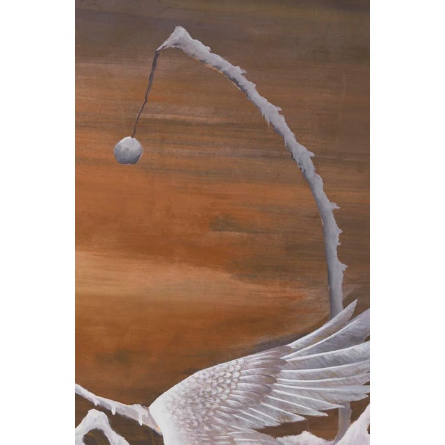 Japanese Style Two-Panel Screen Winter Goose in Flight For Sale - Image 10 of 13