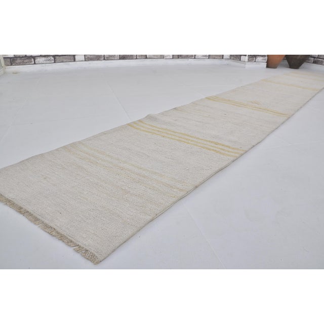 1950s 1950s Off White Anatolian Kilim Runner For Sale - Image 5 of 10
