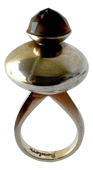 Earl Pardon Sterling Silver Faceted Quartz Cocktail Dinner Ring