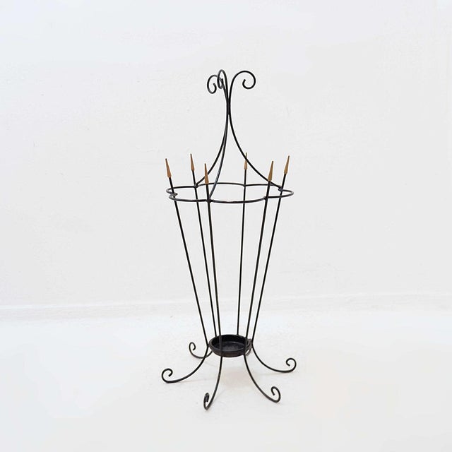 Black Mid-Century Modern Wrought Iron Umbrella Stand, 1960s For Sale - Image 8 of 12